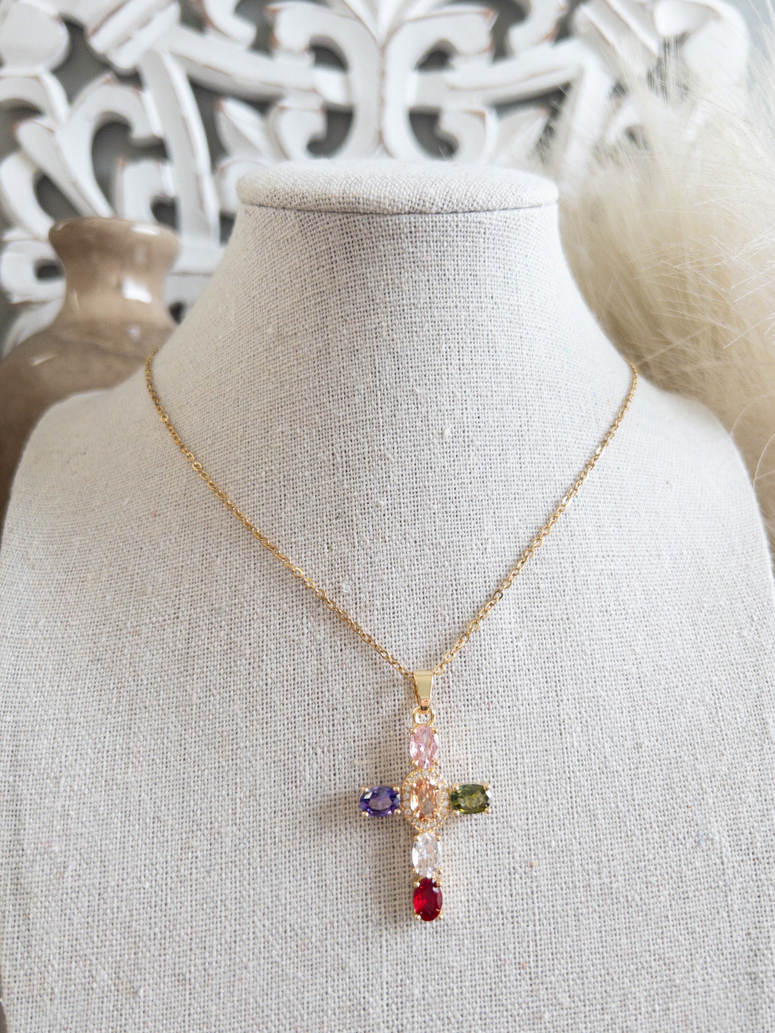 CROSS NECKLACE - MULTI COLOR